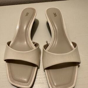 Zara Women's White Mini Heeled Sandal
